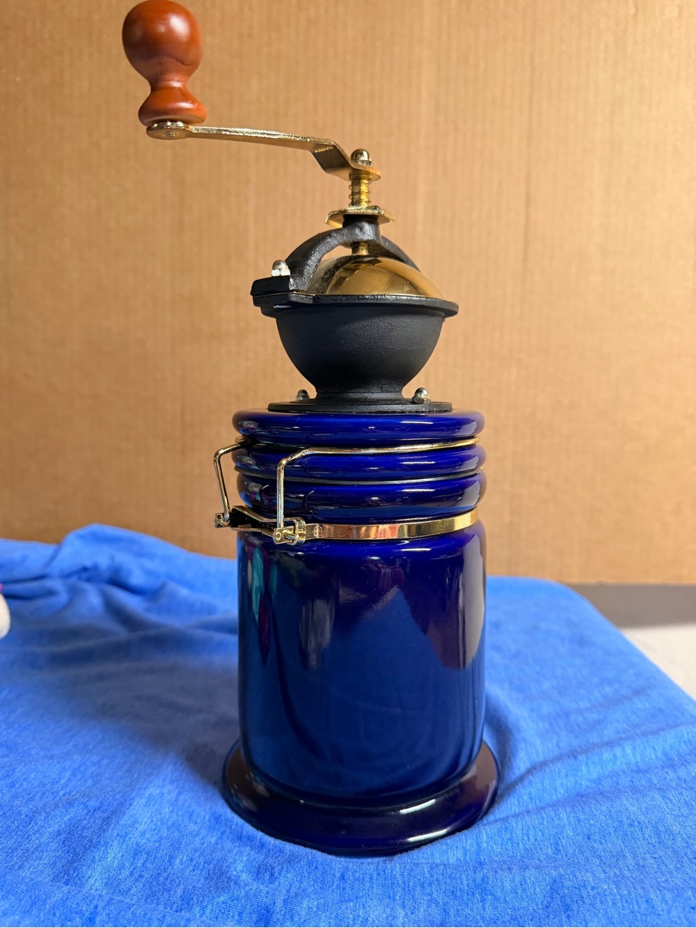 Vintage Fratello Cobalt Blue Ceramic Coffee Grinder Canister - Picture 4 of 7